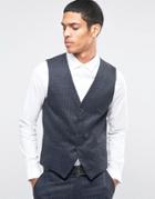 Selected Homme Suit Vest With Brushed Tonal Check In Skinny Fit - Gray