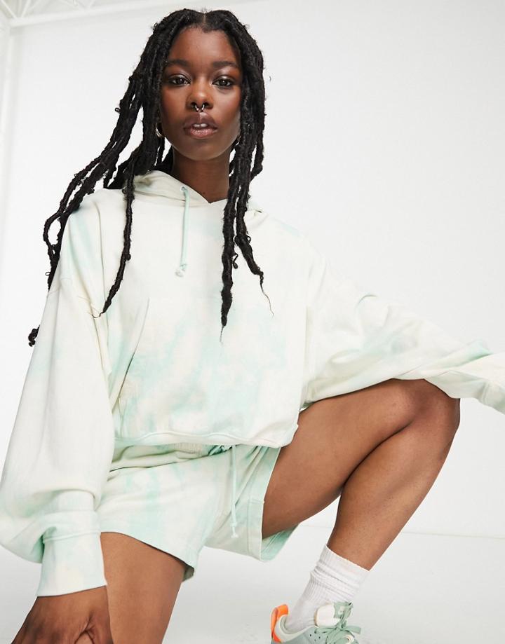 Nike Mini Swoosh Jersey Hoodie In Mint Green Tie Dye