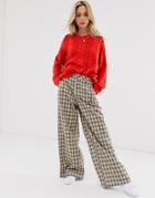 Daisy Street Wide Leg Pants In Vintage Check-brown