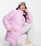 Influence Tall Belted Puffer Jacket In Pink