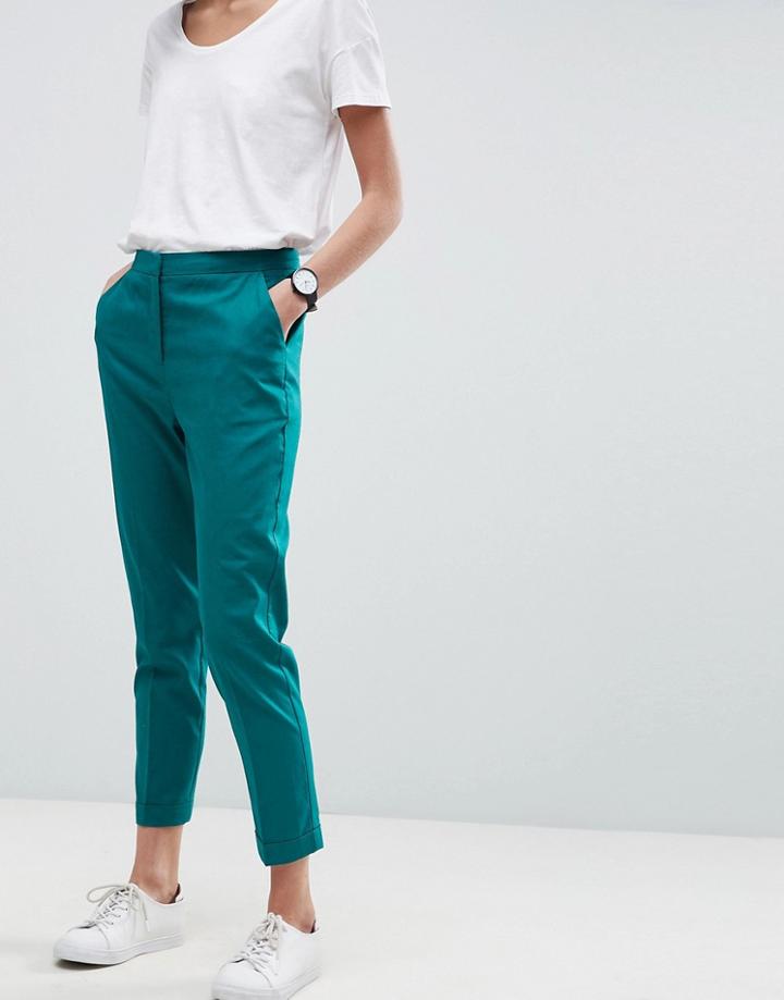 Asos Tailored Linen Cigarette Pants - Green