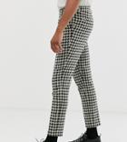 Asos Design Tall Cigarette Smart Pants With Large Dog Tooth In Gray