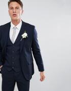 New Look Skinny Fit Suit Jacket In Navy-blue