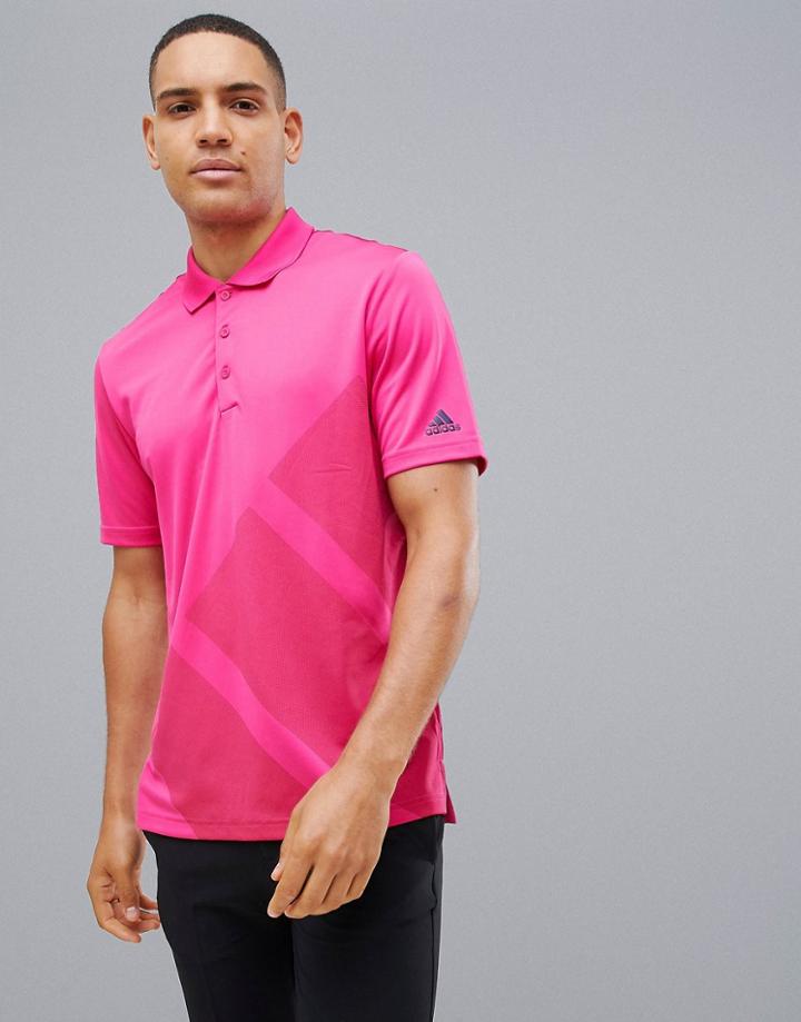 Adidas Golf Bold Logo Polo In Pink - Pink