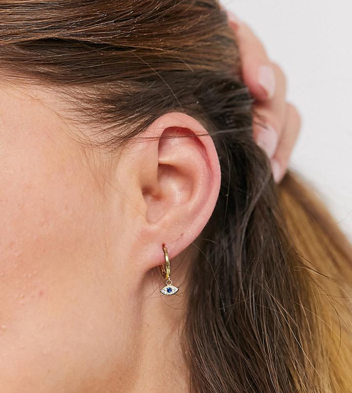 Shashi Embellished Eye Drop Huggy Hoop Earrings In Gold Vermeil Plated Sterling Silver