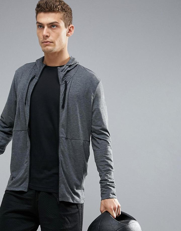 Adidas Training Work Out Full Zip Hoodie In Gray Cd8841 - Gray