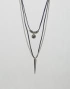 Aldo Faux Suede & Chain Necklace - Silver