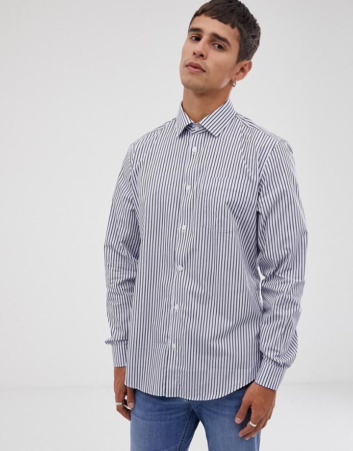 Esprit Slim Fit Shirt In Blue Vertical Stripe