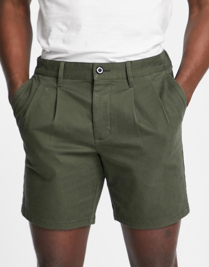 Asos Design Cigarette Shorts In Dark Green
