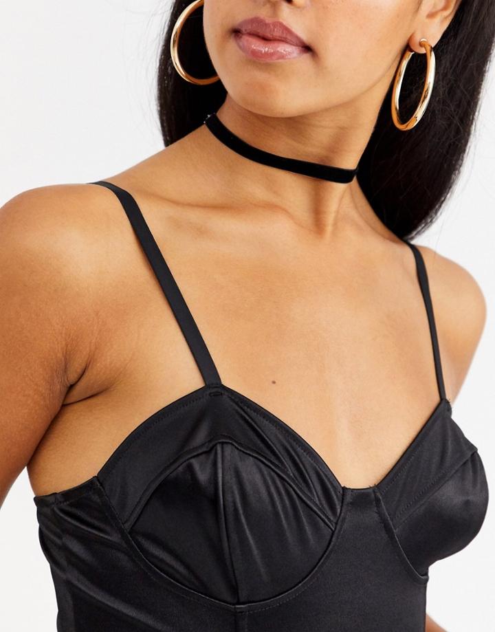 Asos Design Simple Choker Necklace In Black