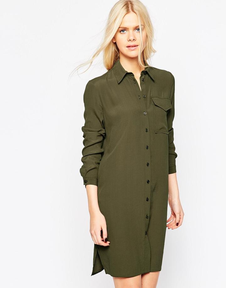 Asos Pocket Shirt Dress - Khaki