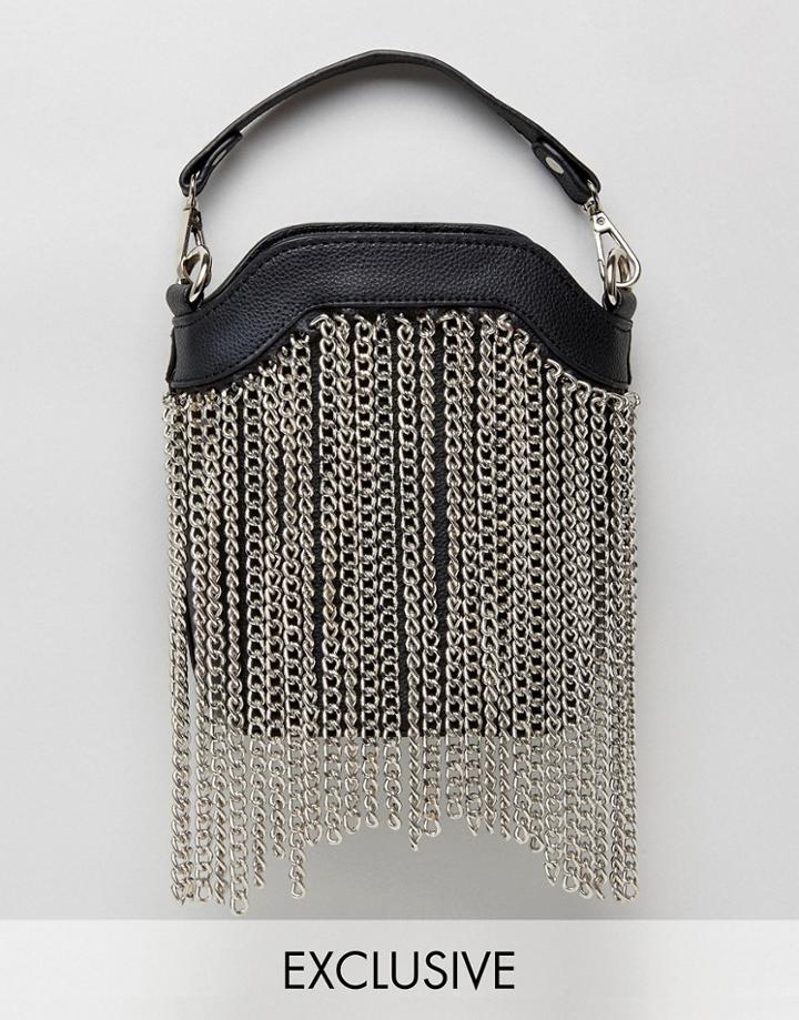 Sacred Hawk Mega Chain Cross Body Bag - Black