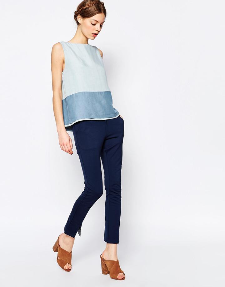 Harlyn Slit Ankle Pants - Navy