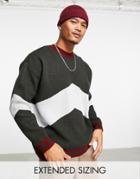 Asos Design Knitted Sweater With Chevron Stripe-gray