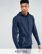 Asos Tall Oversized Hoodie With Taping & Zip Pockets - Navy