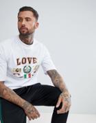 Love Moschino Raglan T-shirt In White With Flag Print - White
