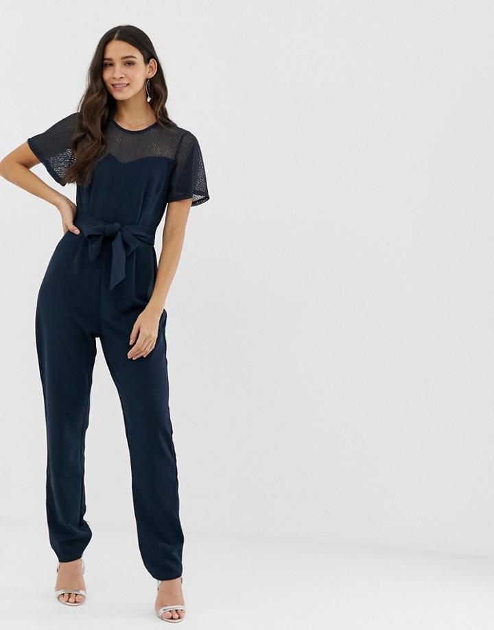 Y.a.s Lora Mesh Yolk Jumpsuit - Blue
