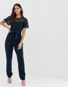 Y.a.s Lora Mesh Yolk Jumpsuit - Blue