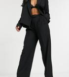 Y.a.s Petite Suit Wide Leg Pants With Tab Button Up Waist In Black
