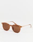 Aj Morgan Inline Sunglasses In Round-brown