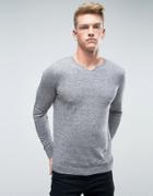 Asos Sweater With Notch Neck - Gray