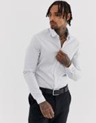 Asos Design Skinny Fit Shirt With Ditsy Print In White
