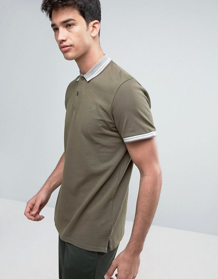 Threadbare Contrast Collar Plain Polo - Green