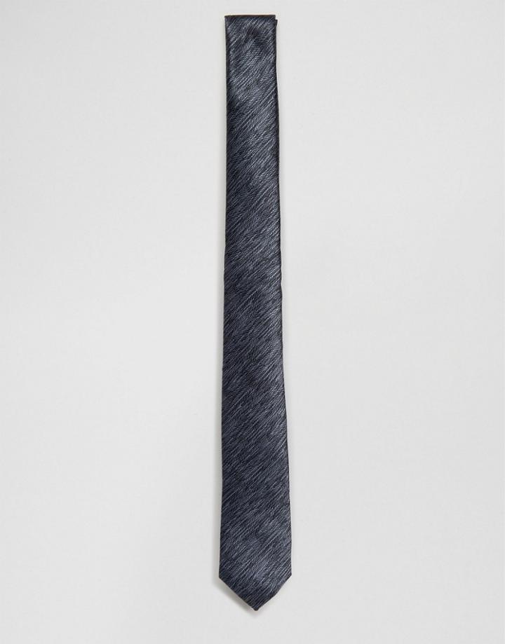 Asos Slim Tie In Sketched Print In Black - Black