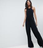 Asos Tall Slinky Jumpsuit With Gathered Waist - Black