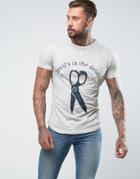 Ringspun Scissor Print T-shirt - Stone