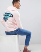 Hollister Back Print Solid Hoodie In Pink - Pink