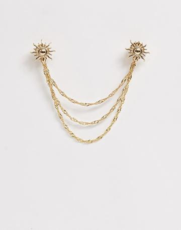 Asos Design Collar Tips With Suns In Gold Tone - Gold
