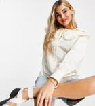 Reclaimed Vintage Inspired Blouse With Oversized Frill Collar-white