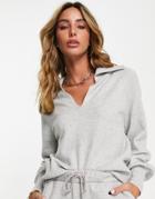 M Lounge Deep-v Puff Sleeve Soft Sweater In Soft Gray - Part Of A Set