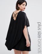 Club L Plus Dress With Cape Detail And Harness Back - Black