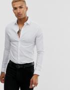 Asos Design Skinny Fit Shirt In White - White
