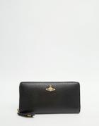 Vivienne Westwood Leather Zip Top Purse In Black - Black