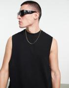 Asos Design Relaxed Pique Tank Top With Dropped Armhole In Black