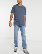 Asos Design Original Fit Jeans In Mid Dirty Stone Wash Blue-blues