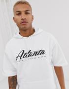 Asos Design Short Sleeve Oversized Hoodie In White With City Print