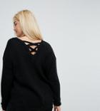 Brave Soul Plus Kriss Kross Sweater With Back Detail - Black