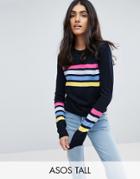 Asos Tall Sweater With Multi Stripe - Navy