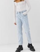 Cheap Monday Mom Jeans With Cropped Leg With Organic Cotton - Blue
