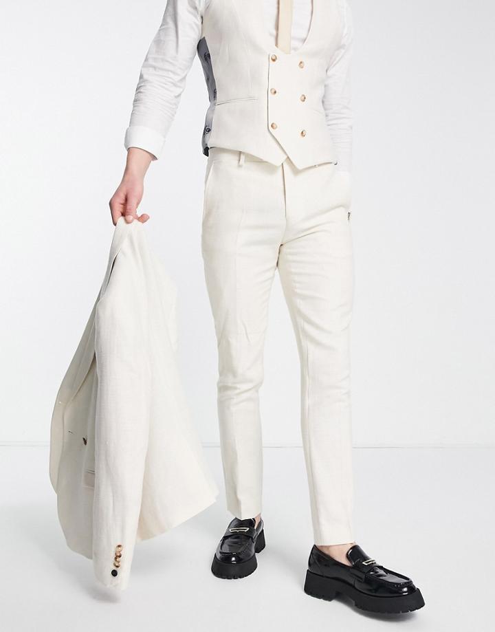 Twisted Tailor Pegas Slim Fit Suit Pants In Off White