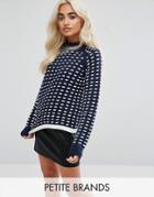 Noisy May Petite Textured Crop Sweater - Navy