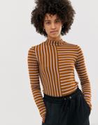 Pieces Jilly Chevron Knit Sweater - Brown