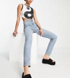 Topshop Tall Premium Mom Cotton Blend Jean In Bleach - Lblue