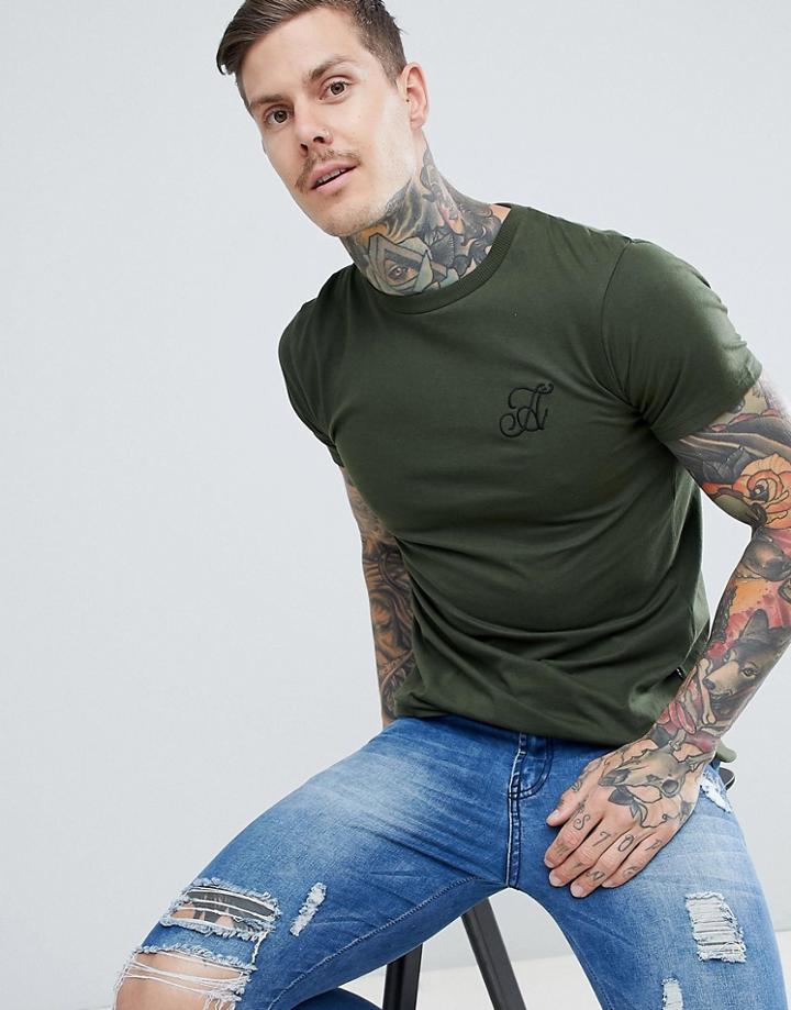 Ascend Muscle Fit Basic T-shirt With Curved Hem - Green