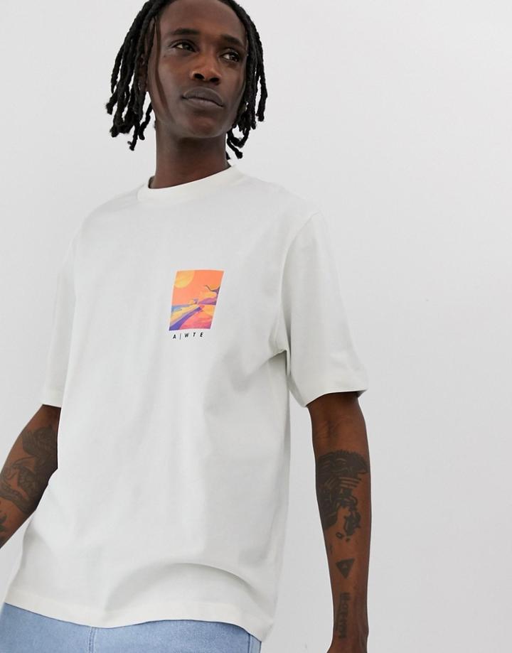 Asos White Loose Fit T-shirt In Off White With Photographic Print