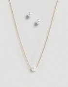 Johnny Loves Rosie Pearl Drop Necklace And Earring Gifting Set - Gold